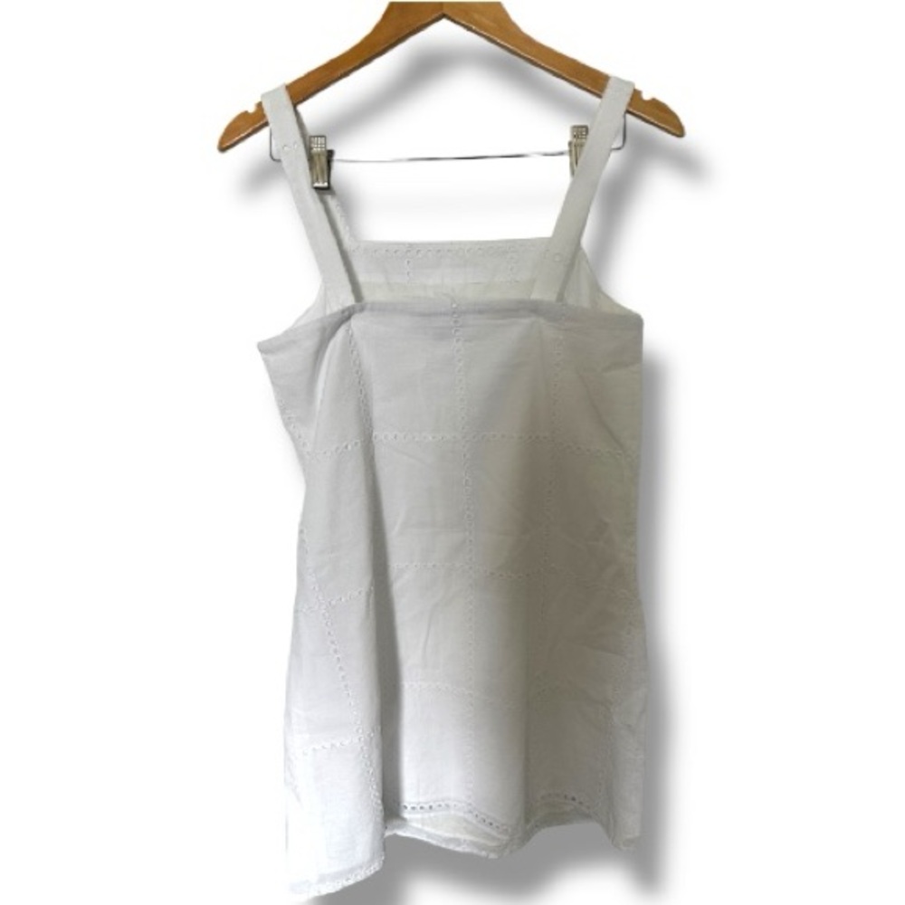 Banana Republic White Eyelet Mini Dress Small | 100% Cotton | Side Zip Summer - Picture 2 of 5